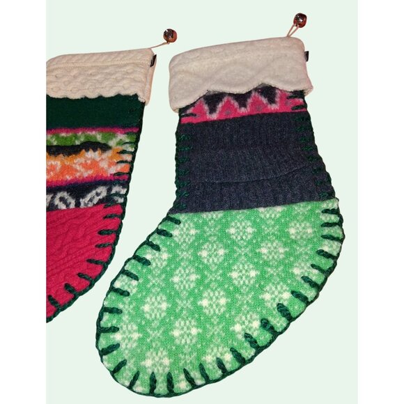 BaaBaaZuzu Handmade One of a kind Wool Knit Christmas Stockings Eco Friendly - Picture 2 of 9